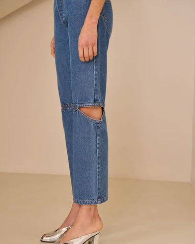CALCA JEANS VAZADO ROSA