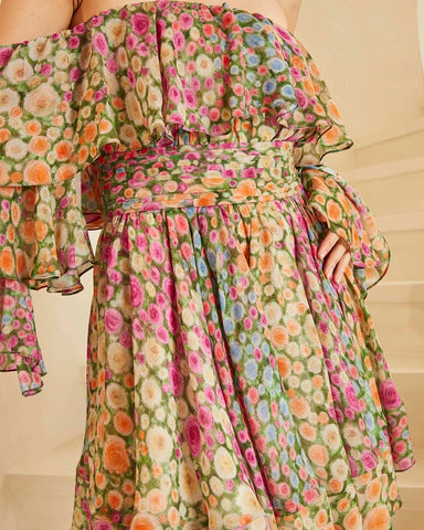 VESTIDO CURTO ESTAMPA FLORAL TIE DIE QUARTZO