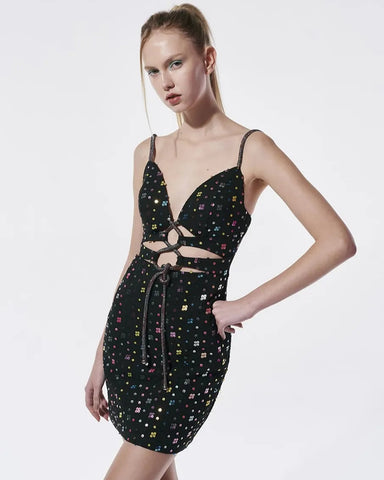 VESTIDO CURTO PAETE LIZ PRETO
