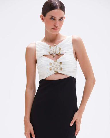 VESTIDO MIDI CREPE MYSTIQUE PRETO