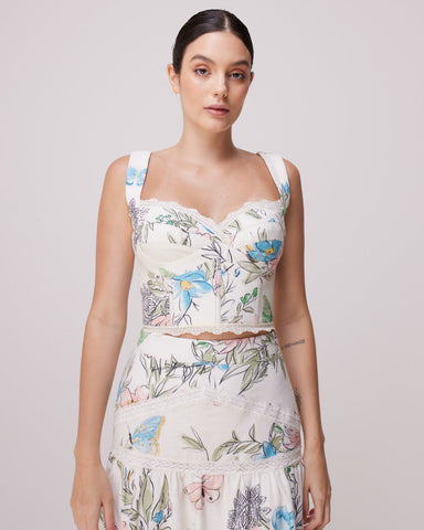 TOP MEGAN LINHO BORBOLETA