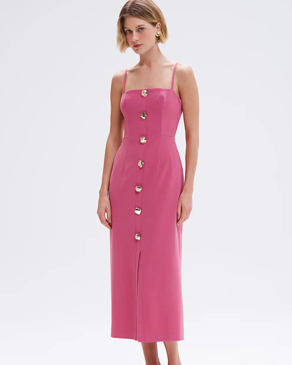 VESTIDO MIDI RETO BOTOES