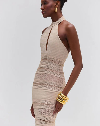 VESTIDO LONGO TELA DOT FRANJAS