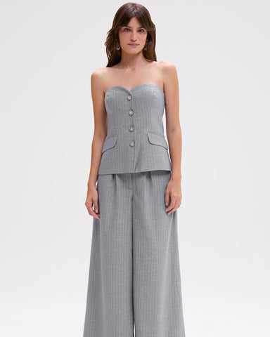 TOP METALLIC PINSTRIPE CINZA